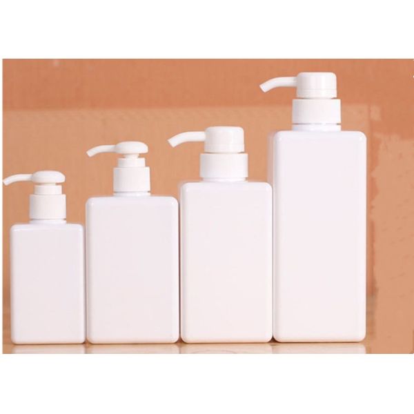 Clear Brown and Green 250 450 650ml Empty PET Packaging square Plastic Shampoo Bottle for Liquid and Lotion