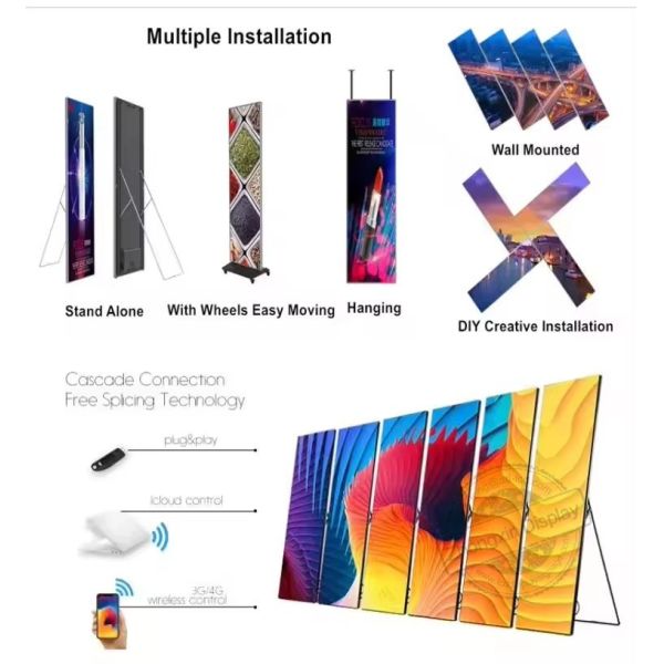 New Poster Led Display P1.25 COB Indoor Ultra Thin Commercial Floor Stand LCD display
