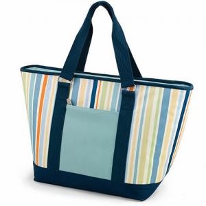 China Multifunctional Canvas Cooler Tote Bag Light Blue Convenient Outside Pocket on sale