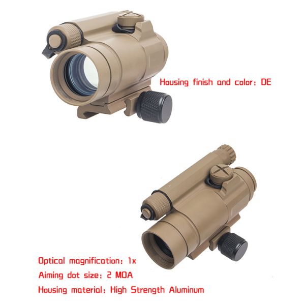 Fixed Focus Type Green / Red Dot Sight Scope Tactical M4 2 MOA Dot DE Housing