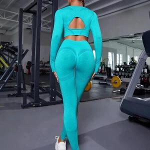 Best                  Workout Outfit Sports Wear Push up Yoga Suits Women Long Sleeves Scrunch Leggings Yoga Set Gym Fitness Set Run Clothes Tracksuit              wholesale