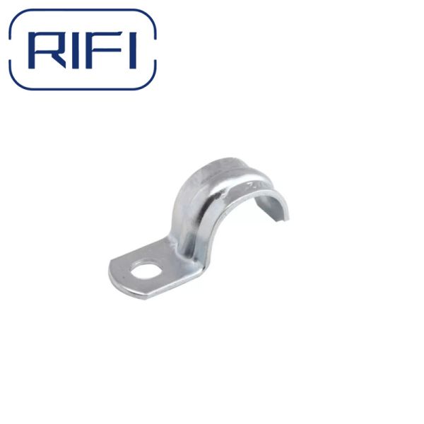Silver EMT Conduit Fittings 3/4" EMT One Hole Strap Galvanised for securely fastening EMT conduit to various surfaces.