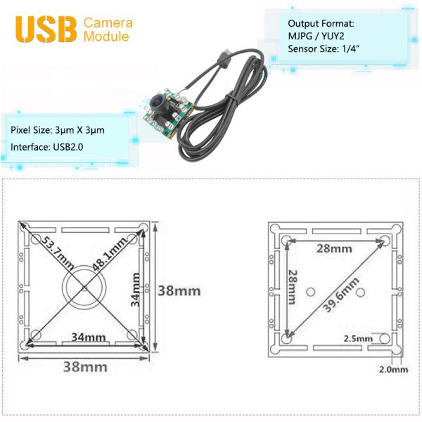Monochrome Omnivision OV9281 CMOS Sensor 720p USB Global Shutter Camera Module