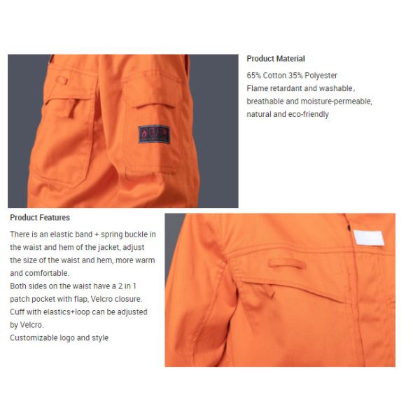65% Cotton 35% Polyester Safety Work Uniforms NZS Lightweight Fire Retardant Coveralls