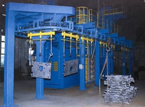 Industrial Hanger Type Shot Blasting Machine Continuous Working Overhead Rail Cleaner