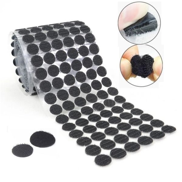 Custom 12mm Dia Self Adhesive Hook and Loop Dots with High Temperature Resistance and Custom Shape Options