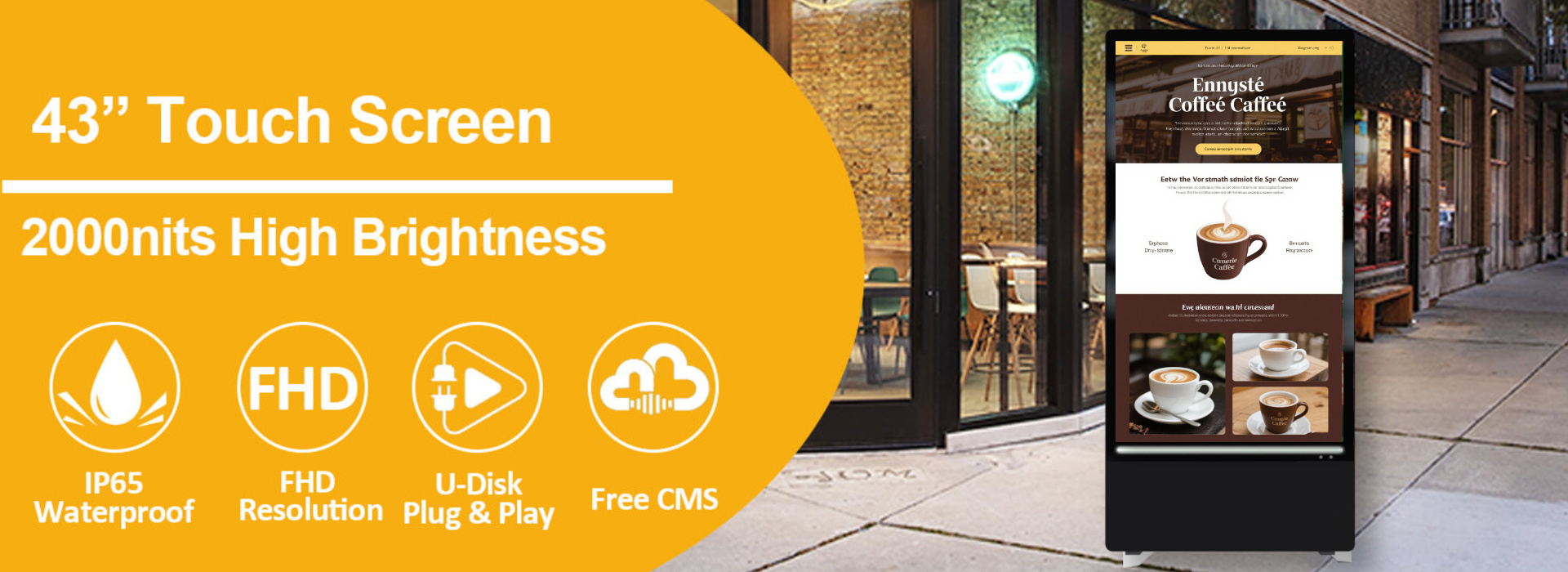 Freestanding Outdoor LCD Digital Signage with 16GB Storage and 178° Viewing Angle on 32 Inch TFT-LCD Non Touch Display