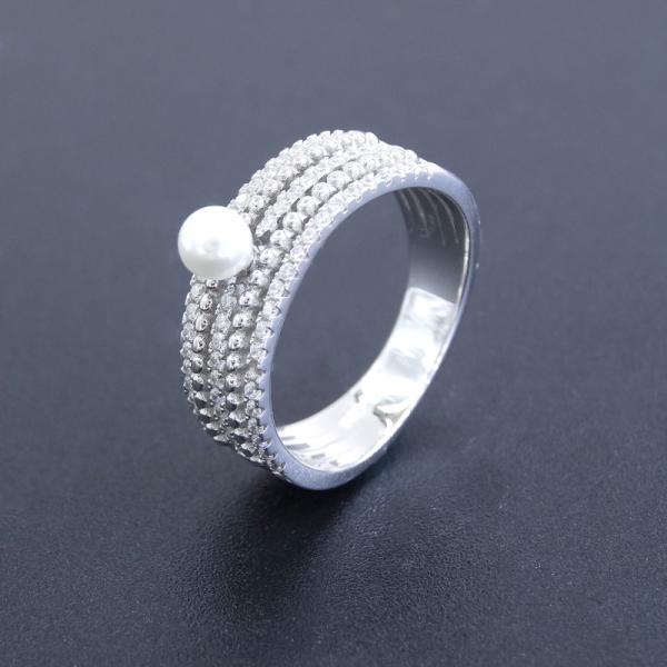 Cheap Customized Freshwater Pearl Ring Three Circles Design For Women for sale