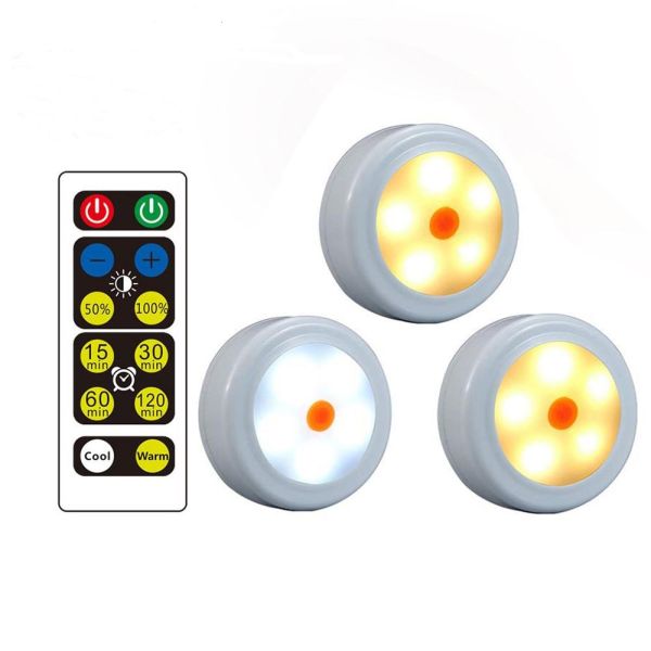 4.5VDC Battery Powered Led Wardrobe Lights 0.5W Remote Controlled Puck Lights
