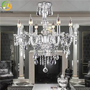 China E14 Tiered Crystal Candle Chandelier Indoor Metal Chrome on sale