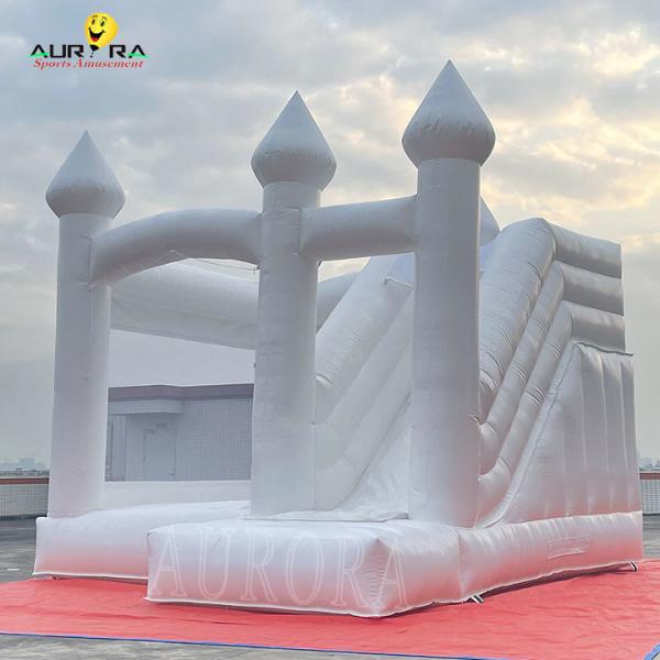 Cheap Customized Inflatable Bouncy Castle With Slide Wedding White Bounce House for sale