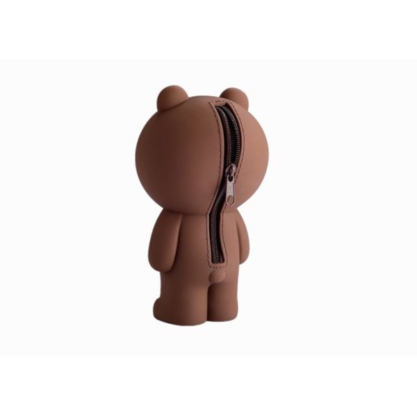 Brown Bear Silicone Pencil Case Stationery Stereo Creative Pen Box With Logo Customized