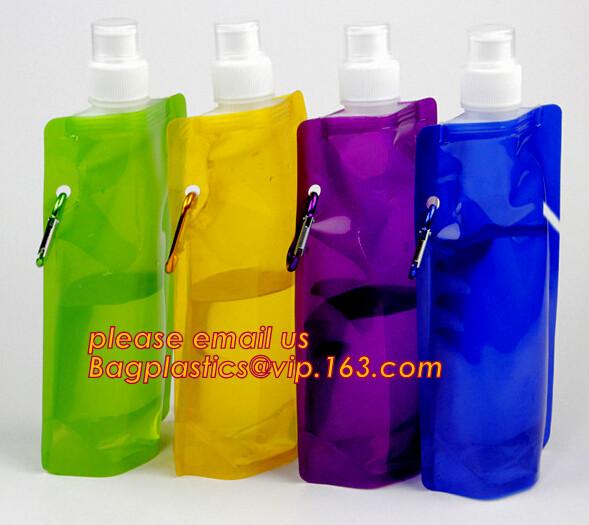 Soft Foldable Water Bags Sports Bottle Drinking Water Bag,500ml Foldable Flexible Water Bag Customized Collapsible Reusa