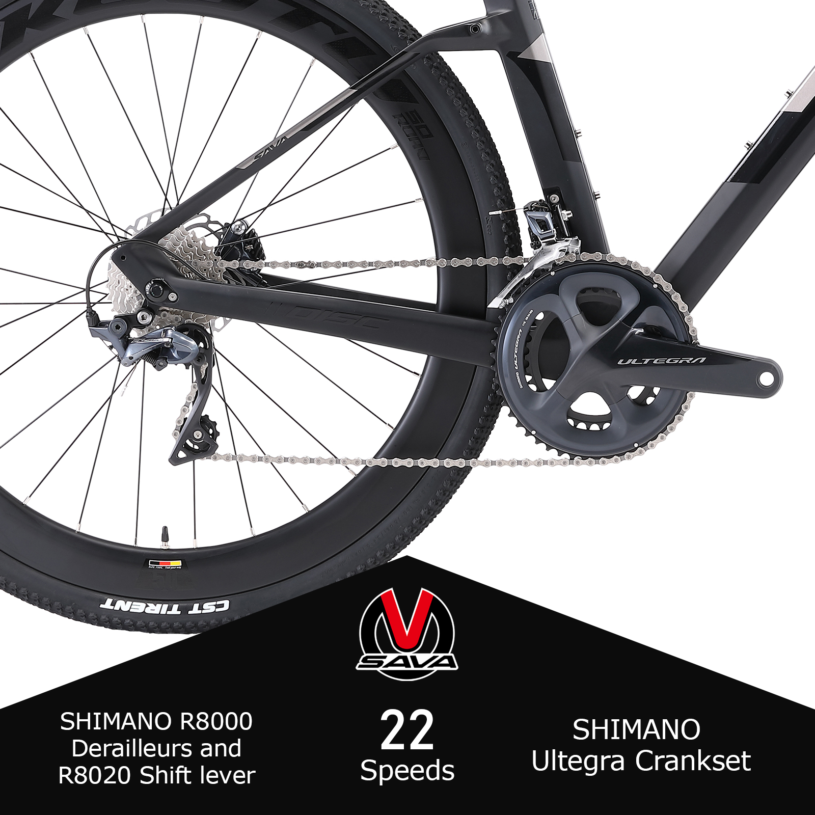 Hard Frame Hydraulic Disc Brake Gravel Bike 9.5kg 22 Speed Gears