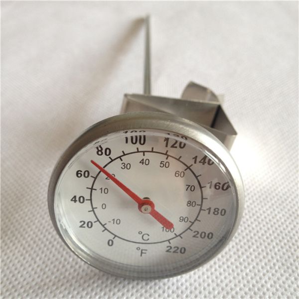Large Dial SS Milk Steaming Thermometer , Milk Temperature Thermometer With Pan Clip