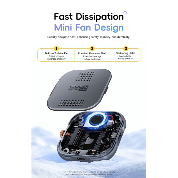 ESSAGER ES-YP01 100W 10Gbp USB 3.2 External Hard Drive Aluminum Type C Magnetic Nvme 2230 M.2 SSD HDD Enclosure