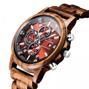 Best Male Elegant Walnut Wooden Quartz Watch , Wood Face Watch Sporty Type wholesale