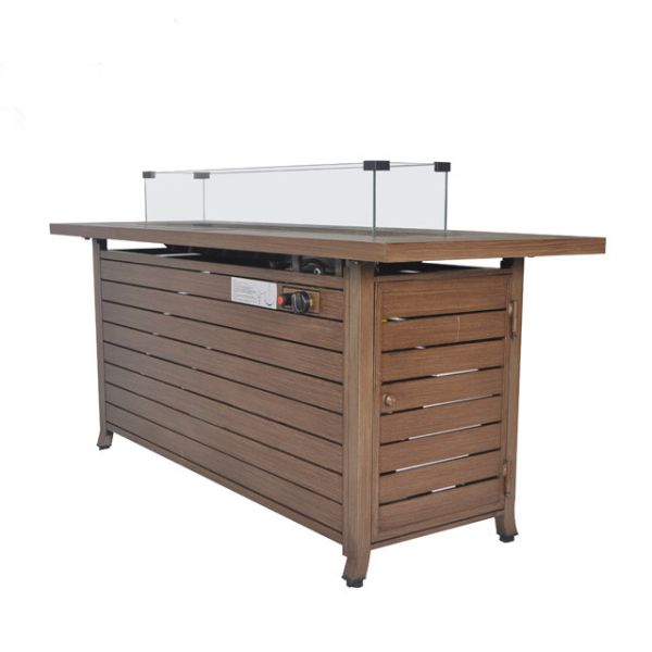 Outdoor Rectangular Chat Height Square Fire Pit Table Stainless Steel