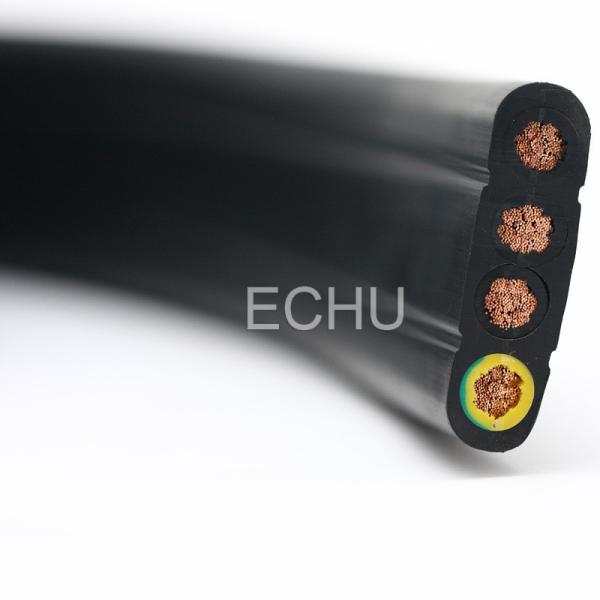 Cheap Flat Flexible Traveling Cable for Crane or Conveyor 4Cx2.5sqmm Black Jacket for sale