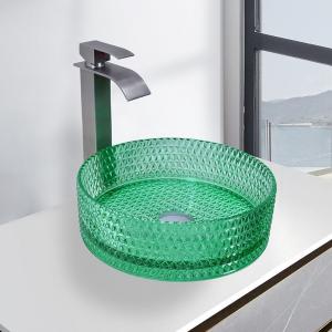 Best Transparent Green Wall Mounted Glass Bowl Basin Bathroom Wash Basins wholesale