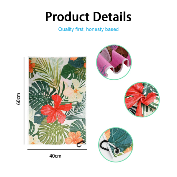 Sport Gym Magnetic Microfiber Golf Towel Pattern Fabric Custom Thick Waffle Weave Magnet Golf Towel Golf Club Cleaner