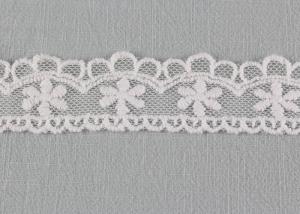 China Floral Embroidered Lace Trim Scalloped Mesh Lace Ribbon For Fashion Dress Designer on sale