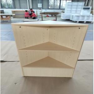 AT-0051 2 Tier Wood Corner Shelving Timber Display Shelving Triangular Moisture Proof