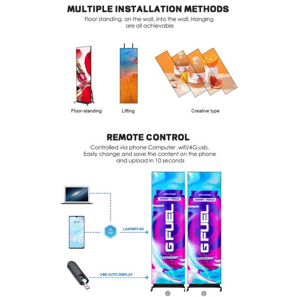 800w Programmable Digital Smart Led Poster Display Screen Indoor P2.5 P3 ODM