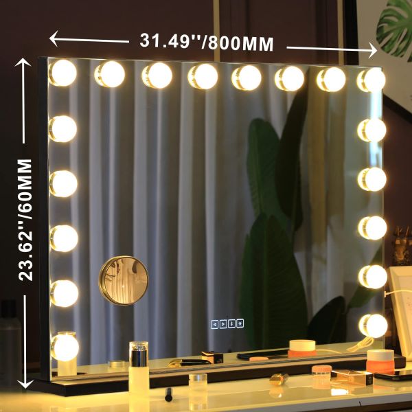 Wall Mounted LED Makeup Mirror Polished Touch Screen Make Up Mirror 5000K 6000K