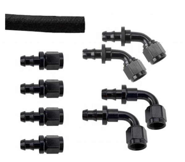 Cheap Customized Support Round Head Code Black Aluminum Push-On Hose End Fitting Kit AN6 9PCS Female Connection and Durable for sale