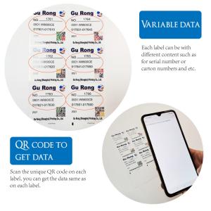 Best BOPP Film Variable Data Label Printing QR Code Digital Print Label wholesale
