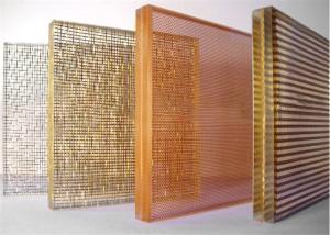 China 300×300mm Glass Laminated Bronze Decorative Wire Mesh Panels Architectural Metal on sale