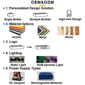 Single Mutiple Bottles Customized Display Stand Acrylic Wood Led Bottle