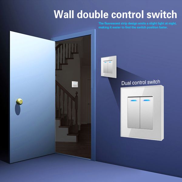 UBARO EU/UK Standard 86Type Fireproof Wall Switch 1-4 Gang Double Switch 3-2000w LED Light Switch Socket