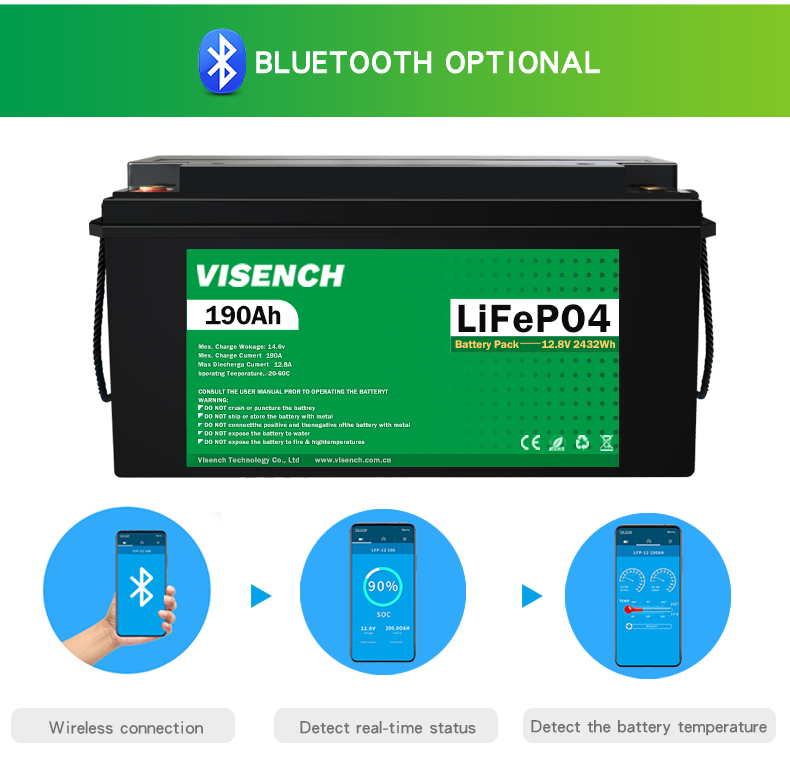 Visench Solar System Lifepo4 Battery Pack Lithium Ion Lifepo4 12V 190AH Lithium Ion Batteries