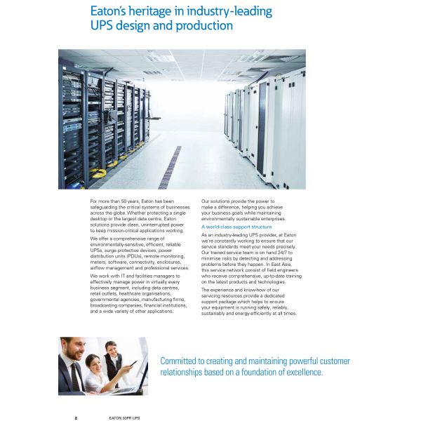 ABM Charging Method Eaton 93PR Series UPS15-500KVA Three Phase Power Supply for Office