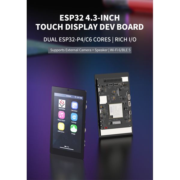 4.3 Inch IPS View ESP32 Display Module with 93.60 * 56.16mm Display Area and 120g Weight for Smart Devices