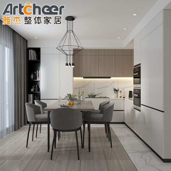 Luxury L Shape Kitchen Cabinet with Pull Out Storage Portable Design and Customized Color