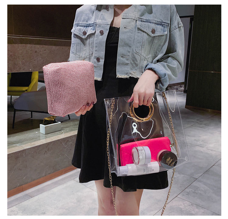 Stylish fancy 2 set pvc lady hand shoulder bag 2019 new portable tote square fashion women ladies handbags