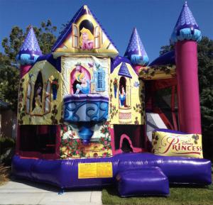 China Disney Princess Bounce House Jumping Castle Pink Inflatable Slide Castle For Party on sale