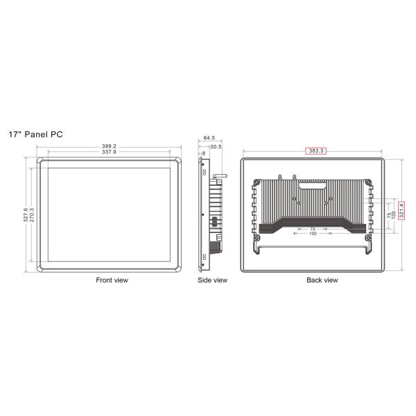 3 COM RS232 RS485 12V 24V Embedded Touch Panel Pc Linux 34W