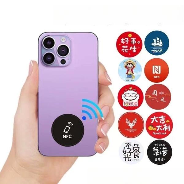 Cheap Custom Digital Business Card Mobile Phone Sticker Nfc Epoxy Sticker Flat Nfc Social Media Tag Nfc Tag for All Phones for sale
