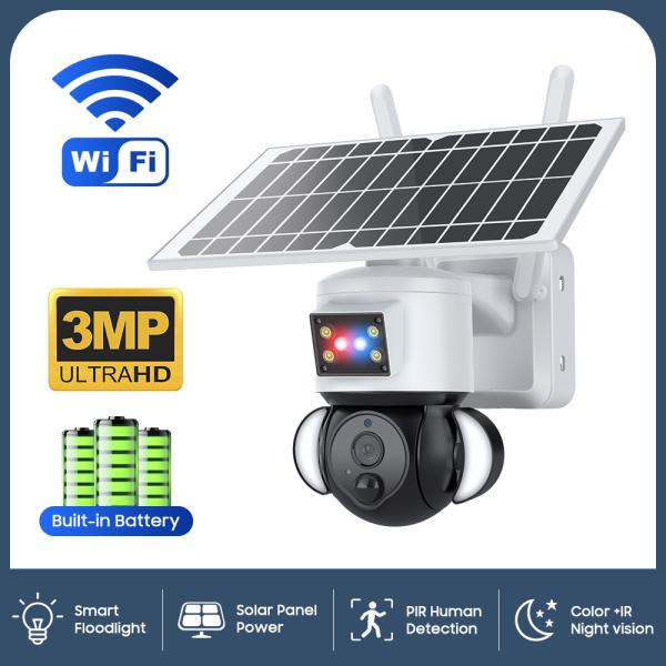 Cheap Wifi 4G Solar PTZ Camera Smart Color+IR Night Vision PIR Human Detection Alerts for sale