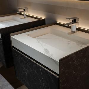 Best LED Lighted Bathroom Vanity Mirror Cabinet With Storage White Rock Slab wholesale