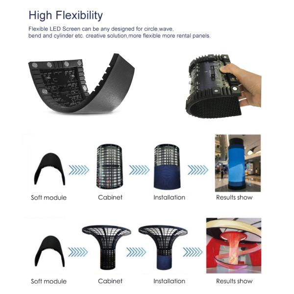 2mm Curtain Flexible Led Display Module Curved Led Video Wall Soft