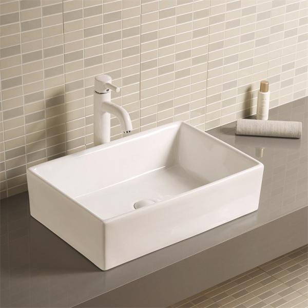 Wash Basin Integrated Easy To Maintain And Clean Rectangular Porcelain Bathroom Sink