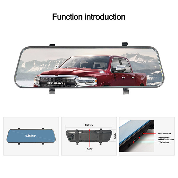 Rearview Mirror Dash Cam Backup Camera AHD Car Charger Receiver