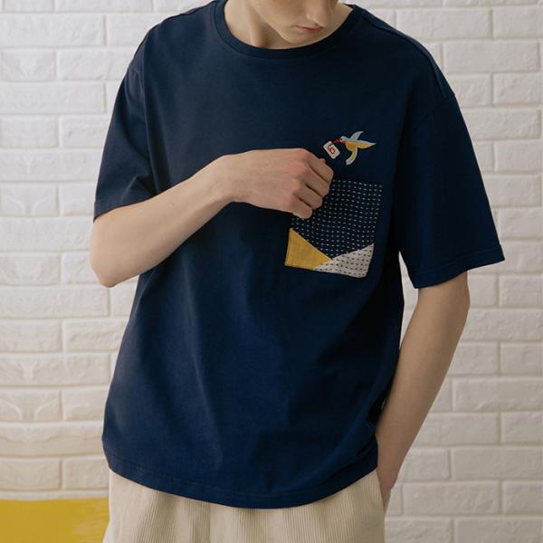 Boy / Mens Trendy T Shirts Patchwork Pattern Short Sleeve Fabric Weight 180 Grams