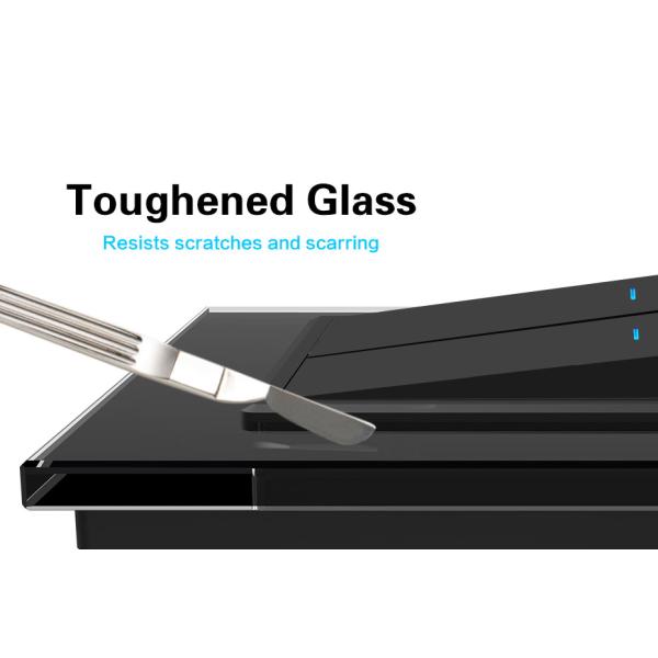 UBARO L Series 86Type Fireproof PC 100-240Vac Dual Light Switch Control With Blue Indicator Tempered Glass Panel