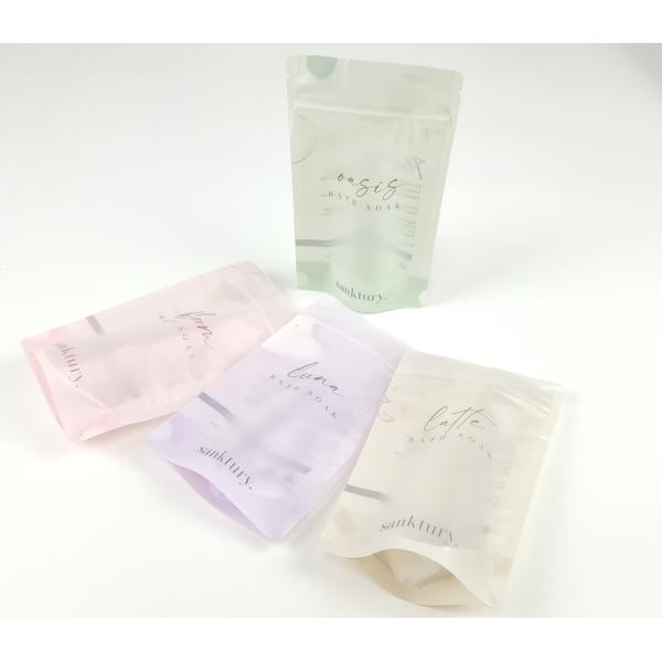 Matte Custom Printed Zipper Plastic Bag Bath Salt Body Scrub Stand Up Pouch